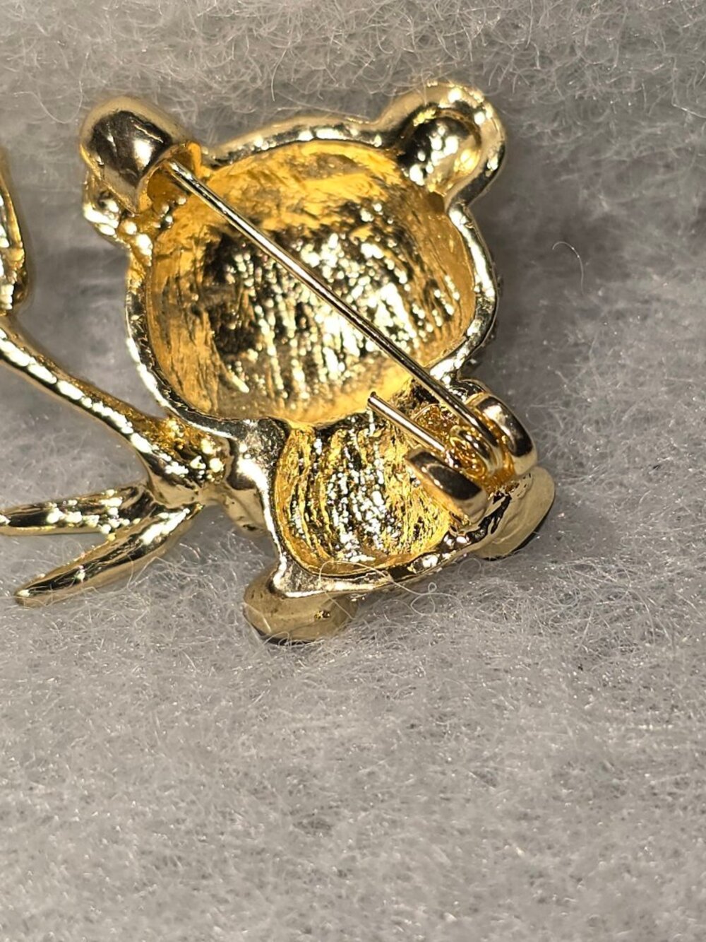 Panda Brooch – Gold Tone Crystal Panda Pin with Bamboo